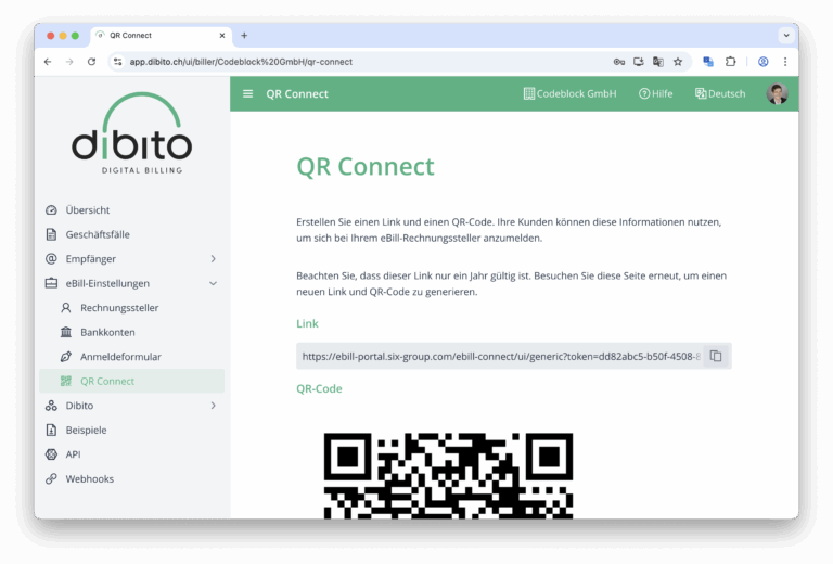 Neu: QR Connect in Dibito – eBill-Anmeldungen über QR-Code ermöglichen