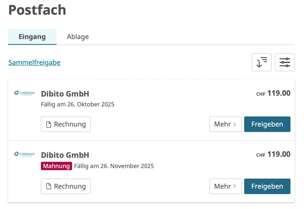 eBill-Portal: Mahnung