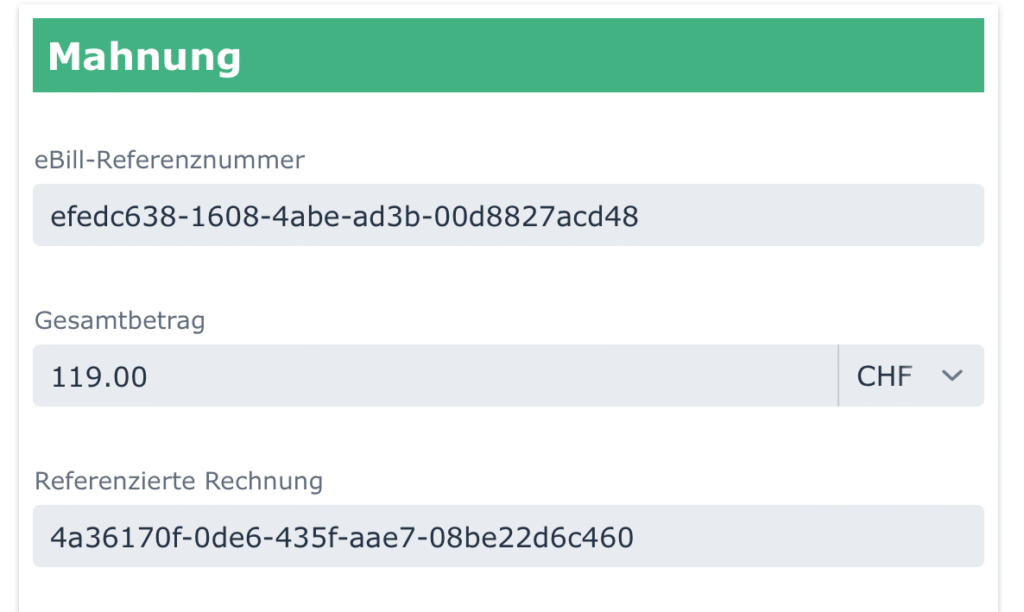 Dibito: Referenzierte Rechnung setzen