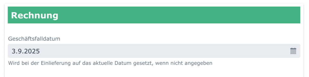 Dibito Details: Geschäftsfalldatum setzen